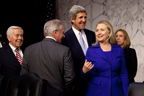 © dapd/AP/Carolyn Kaster John Kerry und Hillary Rodham Clinton
