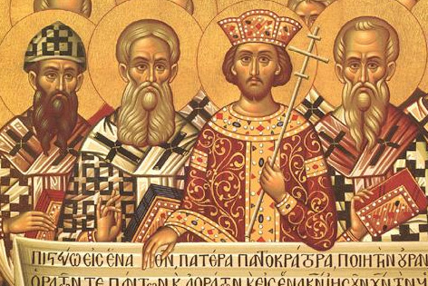 Kaiser Konstantin und die Kirchenväter in einer Darstellung einer Ikone