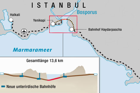 © APA/ORF.at Karte mit Marmaray-Tunnel