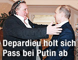 Schauspieler Gerard Depardieu und der russische Pr&auml;sident Vladimir Putin