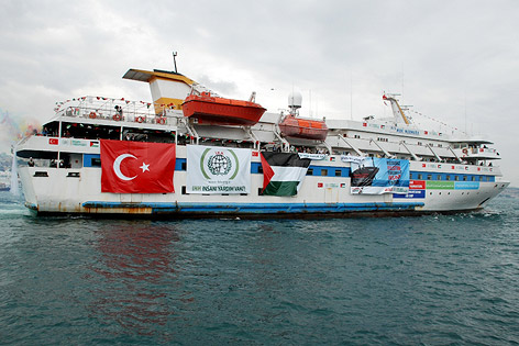 © AP/Free Gaza Movement Mit Hilfsgütern beladene "Mavi Marmara" auf dem Weg zum palästinensischen Gaza-Streifen