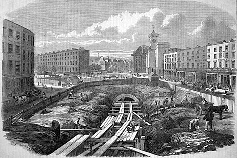 © Public Domain Bau der Metropolitan Railway nahe King’s Cross, 1861