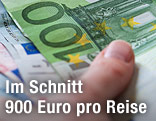 Eine Hand h&auml;lt Euro-Scheine