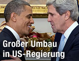 Präsident Barack Obama, mit Senator John Kerry