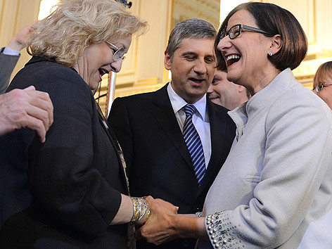 Maria Fekter (Finanzministerin), Michael Spindelegger (Vizekanzler) und Johanna Mikl-Leitner (Innenminsterin)
