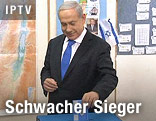 Israels Regierungschef Benjamin Netanjahu beim Einwurf des Wahlzettels