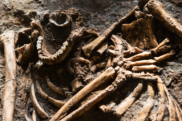 © ORF.at/Peter Pfeiffer Rekonstruktion eines Fundes einer Neandertaler Bestattung