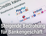 Möglichkeiten der Online-Bezahlung werden auf einer Website angezeigt