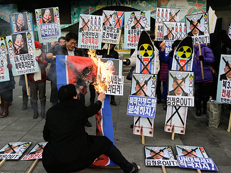 Protestierende Südkoreaner