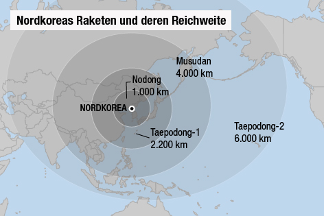 © APA/ORF.at/cc by-sa: Dmthoth Karte zu Nordkoreas Raketen