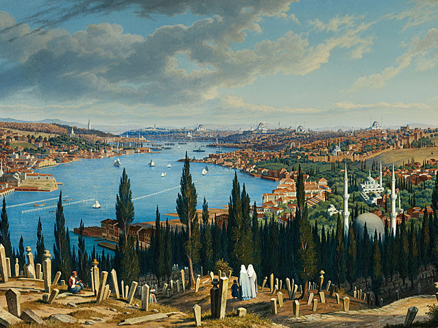 Istanbul vom Friedhof Eyüp aus, 1851 von Hubert Sattler