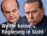 Pier Luigi Bersani (Mitte-links-B&uuml;ndnis) und Slivio Berlusconi (Mitte-rechts-B&uuml;ndnis)