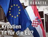 Europäische und kroatische Flagge