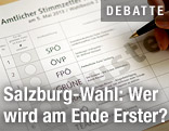Muster des amtlichen Stimmzettels der Stadt Salzburg f&uuml;r die Landtagswahlen im Bundesland Salzburg