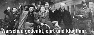 SS-Soldaten treiben Juden durch das Warschauer Ghetto