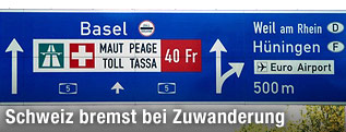 Autobahnschild Richtung Basel