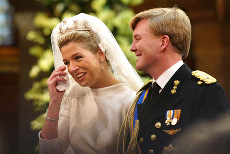 © Reuters Maxima und Prinz Willem-Alexander bei ihrer Hochzeit, 2. Februar 2002