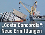 Kranschiff neben der Costa Concordia