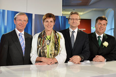 © APA/Barbara Gindl Wilfried Haslauer (ÖVP), Astrid Rössler (Grüne), Karl Schnell (FPÖ) und Hans Mayr (Team Stronach)