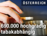 Hand mit Zigarette und Aschenbecher