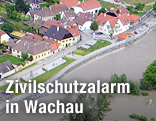 Überflutete Felder nach starken Regenfällen entlang der Donau in Niederösterreich