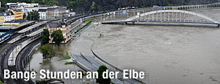 Überschwemmte Elbe in Usti nad Labor