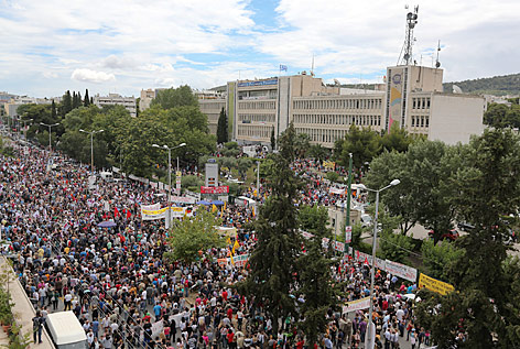 Demonstration vor dem griechischen Fernsehsender ERT