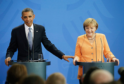 © AP/Pablo Martinez Monsivais Gemeinsame Pressekonferenz von US-Präsident Barack Obama und der deutschen Kanzlern Angela Merkel