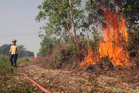 © AP/Rony Muharrman Feuerwehreinsatz in Indonesien
