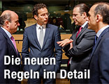 Die Finanzminister Jeroen Dijsselbloem (Niederlande), Luis de Guindos (Spanien), Anders Borg (Schweden), Charis Georgiades (Zypern)