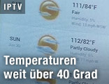 Temperaturanzeige auf einem Handydisplay