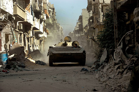 Zerstörte Gebäude nach Kämpfen in Homs