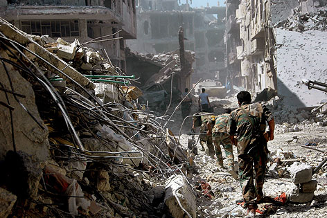 Zerstörte Gebäude nach Kämpfen in Homs