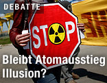 Stopptafel mit Radioaktivzeichen