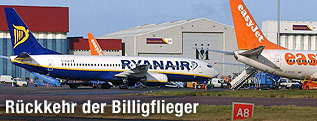 Flugzeuge von Ryanair und Easyjet