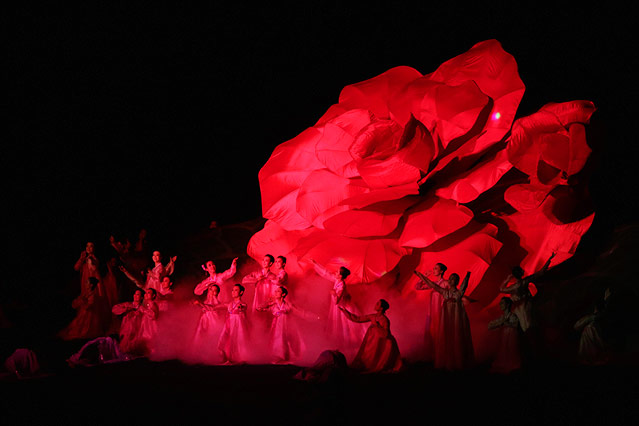 © Reuters/Jason Lee Tanzperformance mit einer riesigen Rose