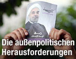 Flugzettel zeigt Hassan Rouhani