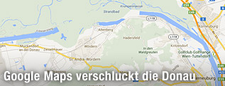 Google-Maps-Screenshot von der Donau bei Wien