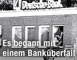 Polizeibeamte beziehen in einer Wohnung über einer Bankfiliale in Gladbeck-Rentfort Stellung