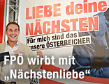 FP&Ouml;-Chef Strache pr&auml;sentiert Wahlplakat