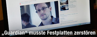 Computerbildschirm mit Bild von Snowden