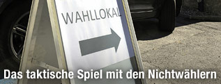 Tafel zeigt Richtung Wahllokal