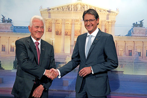 © ORF BZÖ-Parteichef Josef Bucher und Parteigründer Frank Stronach