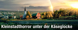 Durchsichtige Kuppel über einer Kleinstadt