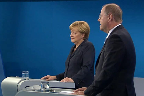 Angela Merkel und Peer Steinbrück beim TV-Duell