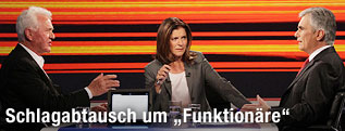 Bundeskanzler Werner Faymann, Frank Stronach und ORF-Moderatorin Ingrid Thurnher