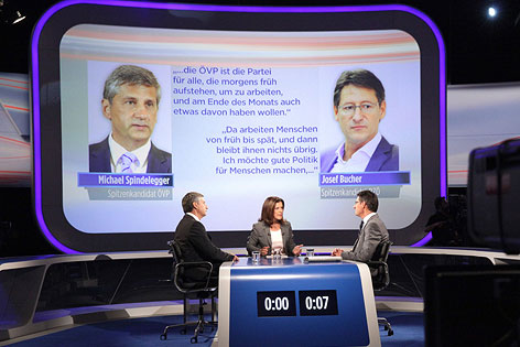 © ORF/Milenko Badzic TV-Konfrontation zwischen Michael Spindelegger und Josef Bucher