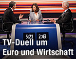 Michael Spindelegger (ÖVP) und Frank Stronach (Team Stronach) im ORF-TV-Duell