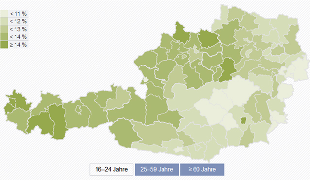 Karte mit Jungwählern nach Bezirk