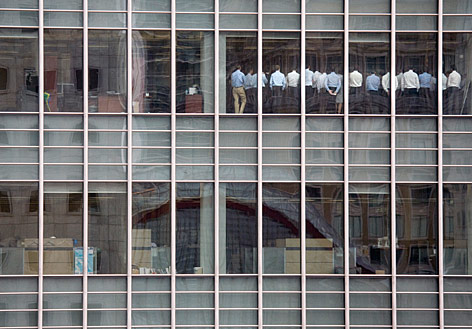 © Reuters/Kevin Coombs Lehman-Mitarbeiter bei einer Krisensitzung